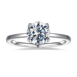 Yaresul Verlobungring Damen Silber Ringe 925 Frauen Moissanit Eheringe Solitärring Diamant Ring VVS1 D Farbe Hochzeit Geschenk Ring für Ehefrau von Yaresul