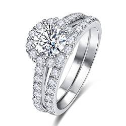 Yaresul Verlobungsringe für Frauen, 1,5ct Rundschliff 5A Cubic Zirconia Blume Halo Ringe, Schmuck Ringe für Frau von Yaresul