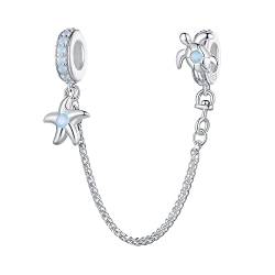 Herz-Sicherheitskette für Charm-Armband, Sterlingsilber, Abstandshalter, Charm-Stopper, Perle, Charm für europäische Damen-Charm-Armbänder, Kristall von Yashuo