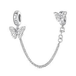 Herz-Sicherheitskette für Charm-Armband, Sterlingsilber, Abstandshalter, Charm-Stopper, Perle, Charm für europäische Damen-Charm-Armbänder, Kristall von Yashuo