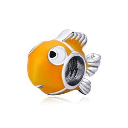 Lucky Ocean Tiere Charm Beads für Pandora Damen Bead Charms 925 Sterling Silber Goldfisch Charms Rote Emaille Karpfen Charms für Sie Mama Frau Freund, Kristall Emaille von Yashuo