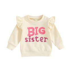 Yassiglia Baby Mädchen Schwester Matching Outfit Kinder Sweatshirt Neugeborene Langarm Strampler Big Sister Little Sister Outfits Herbst Kleidung (Beige-A1, 18-24 Months) von Yassiglia