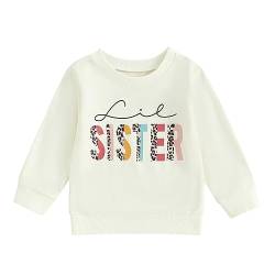 Yassiglia Baby Mädchen Schwester Matching Outfit Kinder Sweatshirt Neugeborene Langarm Strampler Big Sister Little Sister Outfits Herbst Kleidung (Beige B, 0-6 Months) von Yassiglia