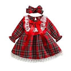 Yassiglia Baby Mädchen Weihnachtskleid Langarm Tutu Prinzessin Kleid Baby Born Weihnachtsoutfit Kleinkind Weihnachten Kleidung Set (Rot D, 2-3 Years) von Yassiglia