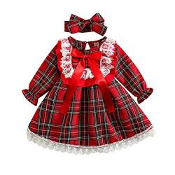 Yassiglia Baby Mädchen Weihnachtskleid Langarm Tutu Prinzessin Kleid Baby Born Weihnachtsoutfit Kleinkind Weihnachten Kleidung Set (Rot D, 6-12 Months) von Yassiglia