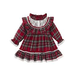 Yassiglia Baby Mädchen Weihnachtskleid Langarm Tutu Prinzessin Kleid Baby Born Weihnachtsoutfit Kleinkind Weihnachten Kleidung Set (Rot Weiß, 1-2 Years) von Yassiglia