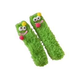 Yassiglia Flauschige Wintersocken Lustige Cartoon Monster Socken Herbst Winter Warme Schlafsocken Kuschelige Plüschsocken für Damen Mädchen Geschenke (Grün, One Size) von Yassiglia