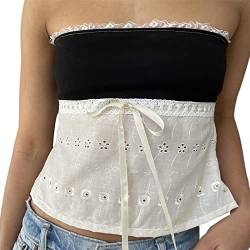 Yassiglia Y2K Bandeau Top Damen Elegant Tube Top Summer Crop Tops Ärmellos Schulterfrei Oberteil Sexy Tank Top Süß Slim Fit Shirt für Teenager Mädchen (A-Schwarz Weiß, S) von Yassiglia