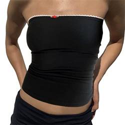 Yassiglia Y2K Bandeau Top Damen Elegant Tube Top Summer Crop Tops Ärmellos Schulterfrei Oberteil Sexy Tank Top Süß Slim Fit Shirt für Teenager Mädchen (Schwarz Rot, M) von Yassiglia