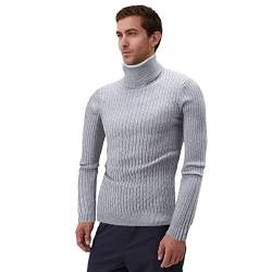 Yatlouba Slim Fit Rollkragenpullover Herren | Slim Fit Rollkragenpullover für Herren - Lässiger Strick-Twisted-Pullover Solide Pullover Rollkragen für Männer von Yatlouba