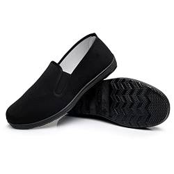 Yatong Sports Chinesische Kung Fu Hausschuhe Leinwand Kampfsport Tai Chi Schuhe Gummisohle Unisex Alle Schwarz Größe EU 43 (265cm) von Yatong Sports