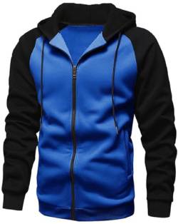 YawYews Sweatjacke Herren Zipper Hoodie Kapuzenjacke Herren Sweatjacke Mit Kapuze Sweatshirt Jacke Reißverschluss Blau 2XL von YawYews