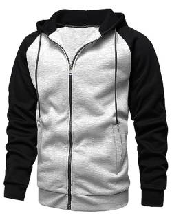 YawYews Sweatjacke Herren Zipper Hoodie Kapuzenjacke Herren Sweatjacke Mit Kapuze Sweatshirt Jacke Reißverschluss Grau 2XL von YawYews