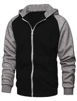 YawYews Sweatjacke Herren Zipper Hoodie Kapuzenjacke Herren Sweatjacke Mit Kapuze Sweatshirt Jacke Reißverschluss Schwarz XL von YawYews