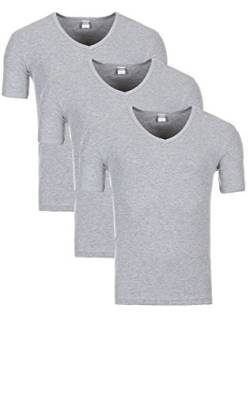 Yazubi 3er, 2er oder 1er Pack Slim Fit Basic Herren T-Shirt mit V-Ausschnitt, 3er Pack grau-Melange (1003), L von Yazubi