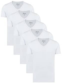 Yazubi - 5-Pack Basic T-Shirt - Mythic - Tee V-Neck Tshirt Herren Weiss - Tshirts Männer - Weisses T Shirt, Weiß (Brilliant White 114001), XS von Yazubi