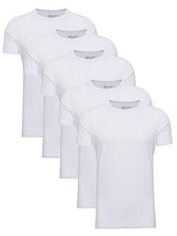 Yazubi 5er Pack Baumwolle T-Shirts für Herren Tshirt Weiss Männer Mythic Weiße Shirts Basic, (Brilliant White 114001), XXL von Yazubi