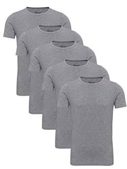 Yazubi 5er Pack Einfarbiges Baumwoll Tshirt Herren Grau T Shirt Männer Basic T-Shirts Rundhalsausschnitt Mythic, (Dapple Gray 163907), M von Yazubi