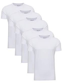 Yazubi 5er Pack Weisse Tshirts Herren T Shirt Männer Jungen Weiße T-Shirts White Rundhalsausschnitt Mythic, (Brilliant w. 114001), XS von Yazubi