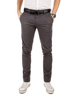 Yazubi Chino Hose Herren - Modell Dustin mit Gürtel - Graue Business Chinohose für Männer mit Stretch, Grau (Magnet 4R193901), W38/L38 von Yazubi