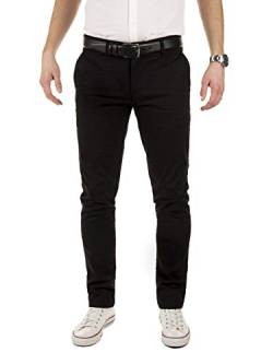 Yazubi Chino Hose Herren Schwarz Business Chinohose Männer Stretch Modell Dustin mit Gürtel, Schwarz (Black 4R194008), W31/L36 von Yazubi