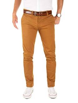 Yazubi Herren Chino Hose, Modell Dustin mit Gürtel Chino Herrn Stretch, Braun (Camel Otter 181018), W32/L38 von Yazubi