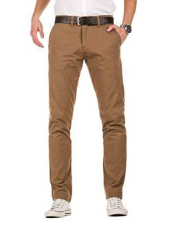 Yazubi Herren Chino Hose, Slim Fit, Modell Kyle, Chinohose mit Gürtel, Braun (Camel Otter 181018), W33/L30 von Yazubi