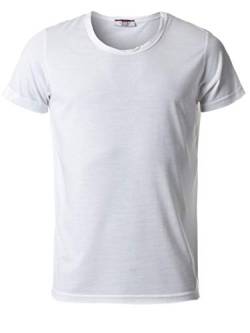 Yazubi Herren T-Shirt Slimfit Basic mit Rundhalsausschnitt - Männer Casual Shirt Kurzarmshirt Weiss - White Sommer Sport, Weiß, L von Yazubi