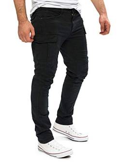 Yazubi Jayden - Cargohose Mit Taschen - Herren Hosen Stretch - Slim Fit Cargo - Angelkleidung Für Männer, Schwarz (Black 4008), W28/L32 von Yazubi