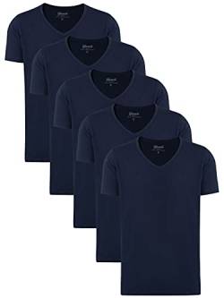 Yazubi Mythic - 5er Pack Herren T-Shirt Mit V-Ausschnitt - Basic Herren Unterzieh Tshirt - Einfarbige Shirts, Blau (Dark Sapphire 194020), XL von Yazubi