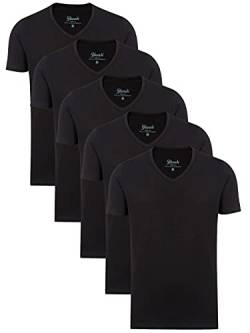 Yazubi Mythic - 5er Pack Herren T-Shirt Mit V-Ausschnitt - Basic Herren Unterzieh Tshirt - Einfarbige Shirts, Schwarz (Black 194008), XL von Yazubi