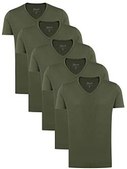 Yazubi Mythic - 5er Pack Herren T-Shirts Mit V-Ausschnitt - Baumwoll Tshirts für Männer - Unterzieh Basic Tshirt, Grün (Kalamata 190510), S von Yazubi