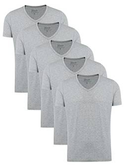 Yazubi Mythic - 5er Pack Slim Fit Herren T-Shirt Mit V-Ausschnitt - Graues Basic Shirts für Männer - Baumwoll Tshirt,Grau (Dapple Gray 163907), XS von Yazubi