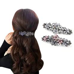 2 Stück elegante Haarspangen für Damen und Mädchen, glitzernde Kristallblumen in verschiedenen Farben, Blume Kristall Haarspangen von Ycfish