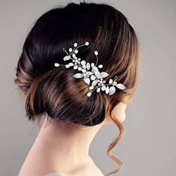 Hochzeit Haarschmuck, Silber Kristall Haarrebe für die Braut, handgefertigt mit Legierung und Perlen von Ycfish