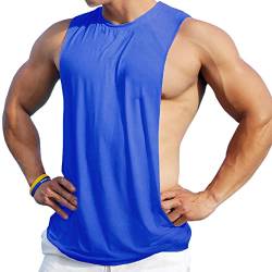 Herren Ärmellose Muskel Stringer Weste Aufschneiden Bodybuilding Tanktop für das Fitnessstudio Training Color Festes Blau Size S von Ychnaim