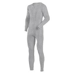Herren Langärmelige Schlafanzüge Nachtwäsche Einteiliger Pyjama mit Knopfleiste Color Hellgrau Size XL von Ychnaim