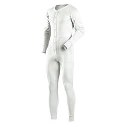 Herren Langärmelige Schlafanzüge Nachtwäsche Einteiliger Pyjama mit Knopfleiste Color Weiß Size M von Ychnaim