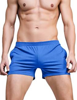 Ychnaim Herren Laufshorts mit 3" Innennaht Leichte Fitness Fitness Workout Bodybuilding Trainings Baumwoll Freizeit Shorts mit Schrägtaschen Color Blaue Size M von Ychnaim