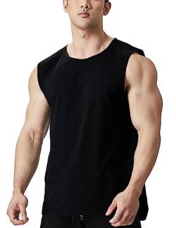 Ychnaim Herren Muscle Cut Ärmelloses Tank Top mit seitlichen Splits Color Black Size S von Ychnaim