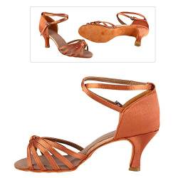 Zapatos Latino Mujer Weiche Bequeme Latein-Schuhe Mode Tanz-Cha-Cha- für Frauen Hellbraun 38 Bequeme Damen-Tanzschuhe (38) von Yctze