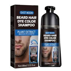 Herren Bartfarbe für Männer Schwarz in 5 Minuten & langanhaltende schwarze Haarfarbe für graue Haarabdeckung, natürliches Bartfärbe-Shampoo 3-in-1, einfachere Haarfarbe für Männer, Bart & Schnurrbart von Ycxydr