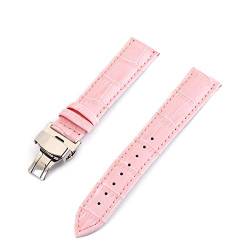 Leder Uhrenarmbänder 12-24mm Universal-Uhr-Schmetterlings-Schnallen-Band-Bügel-Handgelenk-Gurt-Armband-Werkzeug Rosa 12mm Pink 12mm von Ycxydr