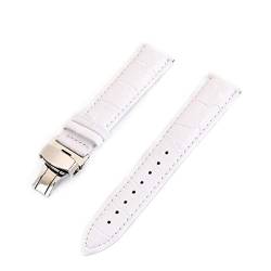 Leder Uhrenarmbänder 12-24mm Universal-Uhr-Schmetterlings-Schnallen-Band-Bügel-Handgelenk-Gurt-Armband-Werkzeug Weiß 16mm White 16mm von Ycxydr