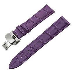 Lederarmband 18-24mm Quick Release Uhrenarmband Leder, Purple Butterfly, 16mm von Ycxydr