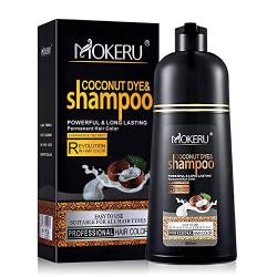 MOKERU Coconut Dye Shampoo Black Hair Dye Shampoo für graue Haarabdeckung, schwarzes Haarfarbshampoo 3 in 1 für Männer und Frauen, einfach zu bedienen & lang anhaltende Haarfarbe von Ycxydr