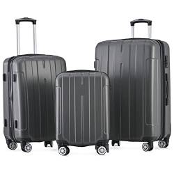 Ycxydr Kofferset 3 teilig Hartschale, Hartschalenkoffer Set Trolley Reisekoffer mit Rollen Set Koffer Handgepäck ABS-Material Hartschale Rollkoffer, Universalrad Doppelrad, Mit TSA-Schloss (Grau) von Ycxydr