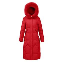 Ydsxlp Daunenmantel Damen Winterjacke Lange Daunenjacke Warm Parka Jacke mit Fellkapuze Steppjacke Wintermantel Casual Lange Warme Winter Mantel Mit Kapuze von Ydsxlp