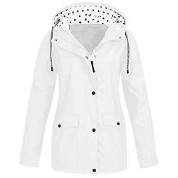 Ydsxlp Regenjacke Mit Kapuze Damen Wasserdicht Regenparka Winddicht Regenmantel Wasserdicht Atmungsaktiv Outdoor Übergröße Mantel Regenmantel Jacke(Yb Weiß,5XL) von Ydsxlp