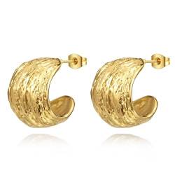 Ohrringe Damen Creolen Gold Edelstahl dicke offene Ohrringe hypoallergener vergoldete Schmuck Geschenk von YeGieonr